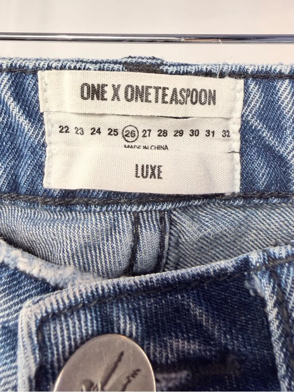 One x One Teaspoon Straight Leg Jeans with Red &‎ White Side Stripes Size 26